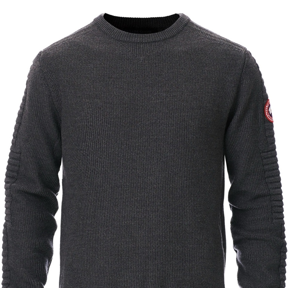 Canada Goose Gray Crewneck Sweater with Ribbed Detailing